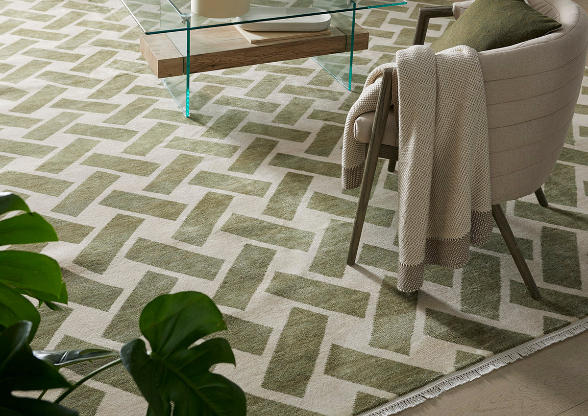 Commonwealth Green Hand-Knotted Wool Rug
