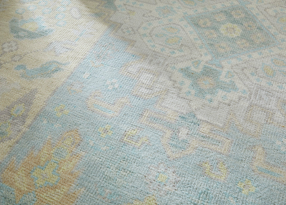 Fondren Aqua Hand-Knotted Wool Rug