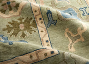 Uptown Green Hand-Knotted Wool Rug